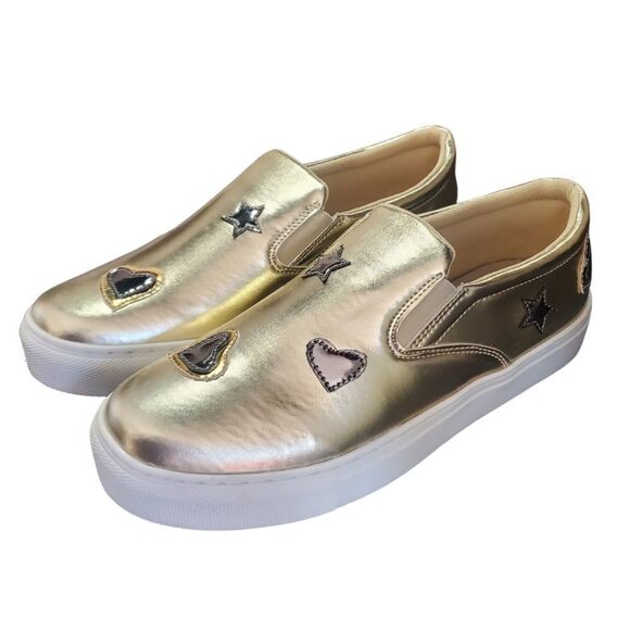 Dream Pairs Shoes - NEW Metallic gold sneakers with shiny heart & star embellishment / Womens 5 Shoe